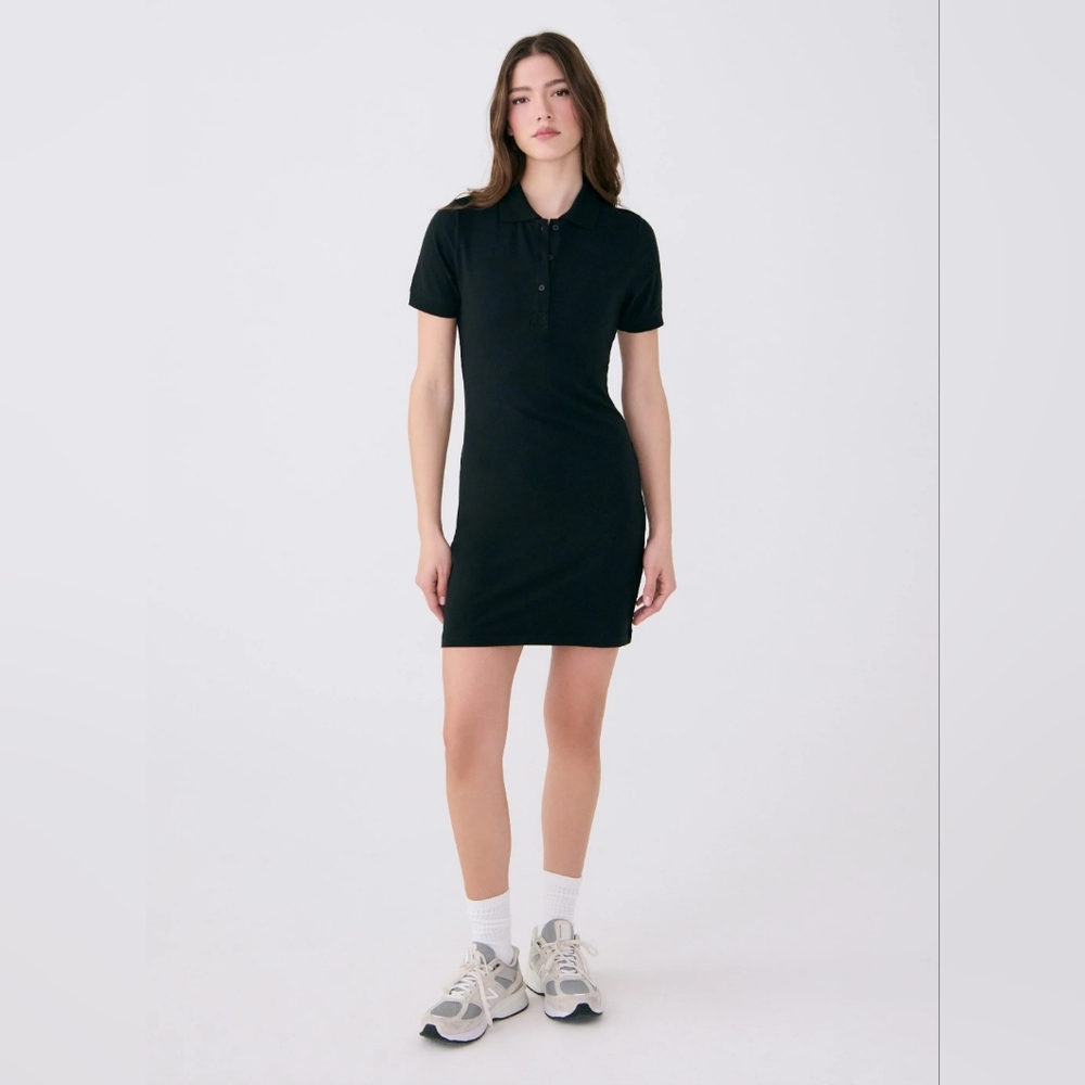 Lole Effortless Polo Mini Dress Black Womens Size Small